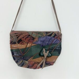 Vintage Apri Faux Colored Leather Boat Shaped Purse Crossbody Shoulder Bag READ